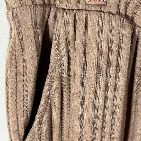 Muk Luks Lounge Set Rib Knit Henley Top Pants Cozy Minimalist Coffee Women L - Picture 9 of 13